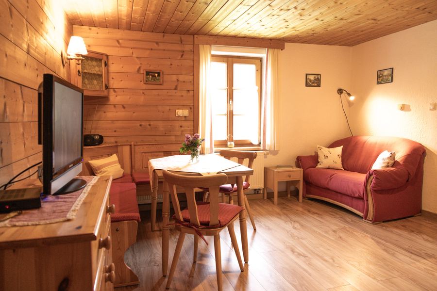 Wohnküche mit Sofa und Essplatz